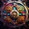 Surreal gears and machinery. colorful. abstract background with circles