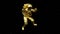 Surreal gold flying floating levitating astronaut or cosmonaut or spaceman in space suit, futuristic sci-fi cosmic galactic backgr