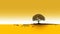 Surreal Human Figure: Lone Tree On Yellow Background