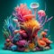 Surreal Illustration of a Fantastical Underwater Oasis with Captivating Coral Reef Sculpture