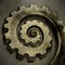 surreal illustration twisted into a spiral isolated gears golden hue