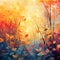 Surreal Impressionist Digital Painting of Mesmerizing Landscape with Transforming Plant Stems