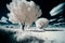 Surreal infrared world. Generative AI of dreamy trees in a nature