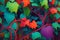 A surreal ivy vine background with a surrealist style and vibrant psychedelic color generated by Ai