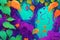 A surreal ivy vine background with a surrealist style and vibrant psychedelic color generated by Ai