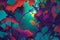 A surreal ivy vine background with a surrealist style and vibrant psychedelic color generated by Ai