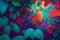 A surreal ivy vine background with a surrealist style and vibrant psychedelic color generated by Ai