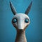 Surreal Kangaroo Figurine With Blue Feathers - 3d Render Sculpture