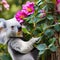 A surreal koala with a tail of blooming flowers, clinging to a whimsical eucalyptus tree1, Generative AI