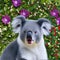 A surreal koala with a tail of blooming flowers, clinging to a whimsical eucalyptus tree2, Generative AI