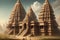 Surreal landscape with ancient vedic constructions