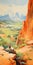 Surreal Landscape Painting: Cliffs Of Vietnam In Toulouse-lautrec Style