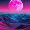 A surreal landscape with pink moon and majestic