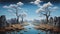 Surreal Landscape: A Realistic Painting Of Habitat Destruction By Magritte