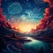 Surreal Landscape with Swirling Whirlpools of Time and Space