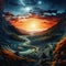 Surreal Landscape with Swirling Whirlpools of Time and Space