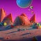 A surreal lunar landscape with bizarre rock formations and an alien-like atmosphere