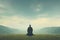 Surreal meditation concept with man silhouette. Generative AI