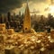Surreal Metropolis: Skyscrapers of Emmental Cheese Grace the Cheese-City Skyline