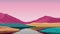 Surreal mountains landscape with red peaks and pink sky. Minimal abstract background. 3d rendering