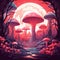 surreal mushroom landscape, fantasy wonderland landscape