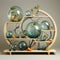 Surreal Organic Glass Shelf With Balls And Plants