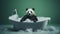 Surreal Panda In Bathtub: A Captivating And Playful Artistic Creation