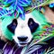 A surreal panda with peacock feathers, showcasing a stunning display of iridescent patterns2, Generative AI