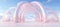 Surreal pastel landscape background with geometric shapes and abstract desert dune arches