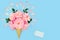 Surreal Pink Rose Flower Ice Cream Cone Fantasy Gift