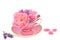 Surreal Pink Rose and Lavender Flower Tea Cup Composition