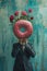 Surreal Portrait of Man with Donut Head and Roses