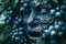 Surreal Portrait of a Person Blending with Nature, Blueberries Growing Over Face, Artistic Conceptual Photography