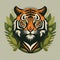 surreal prtrait of a tiger emerging from foliage ai generative