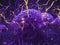 Surreal purple brain and Neural network with electrical activity as Generative AI illustration