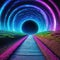 surreal reality concept of cosmic space portal with pathway in colorful glowing iridescent Digital art image cosmic