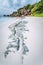 Surreal rock formation leading lines at Grand Anse beach, La Digue island. Scenic landscape at Seychelles island