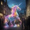 Surreal Scene in Edinburgh: Towering 100-Foot Holographic Unicorn Galloping Down the Royal Mile