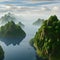 A surreal scene of floating islands with lush vegetation, surrounded by a misty atmosphere3, Generative AI