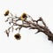 Surreal Sculpture: Sunflower On A Brown Branch In Deconstructed Style