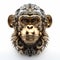 Surreal Silver Monkey With Golden Gears - 3d Model