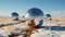Surreal Snowy Desert: Silver Mirror Ball Landscapes