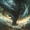 Surreal Stormy Ocean Scene with Dramatic Sky