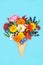 Surreal Summer Flower Ice Cream Cone Abstract Art