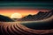 Surreal sunset landscape, abstract generative AI