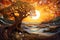 Surreal Sunset: Nature\\\'s Tapestry. Created with Generative AI