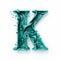 Surreal Teal Monster Letter K In Hyper-realistic Water On White Background
