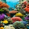 A surreal underwater world with vibrant coral reefs and marine life1, Generative AI