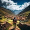 Surreal and vibrant image of the enchanting Sacred Valley and the majestic mountains surrounding Cusco