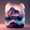 Surreal vibrant landscape with otherworldly terrain with mountains and hills melting